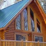 Log home stained with Timberflex